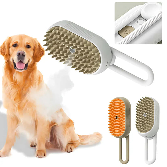 Steamy Brush For Pets With Electric Mist Spray-3 In 1 Pet Hair Removal